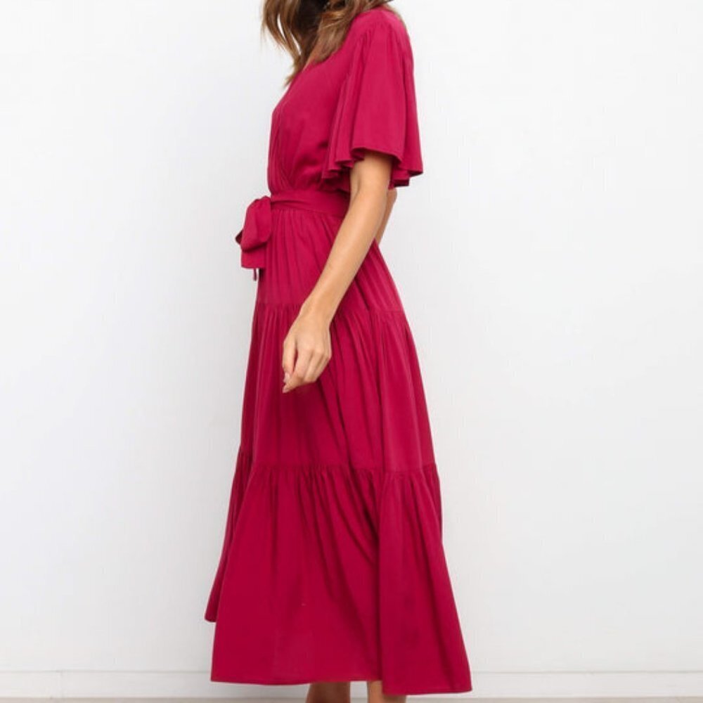 #23❤️ NWOT PETAL & PUP BARKER DRESS IN WINE - Picture 4 of 9
